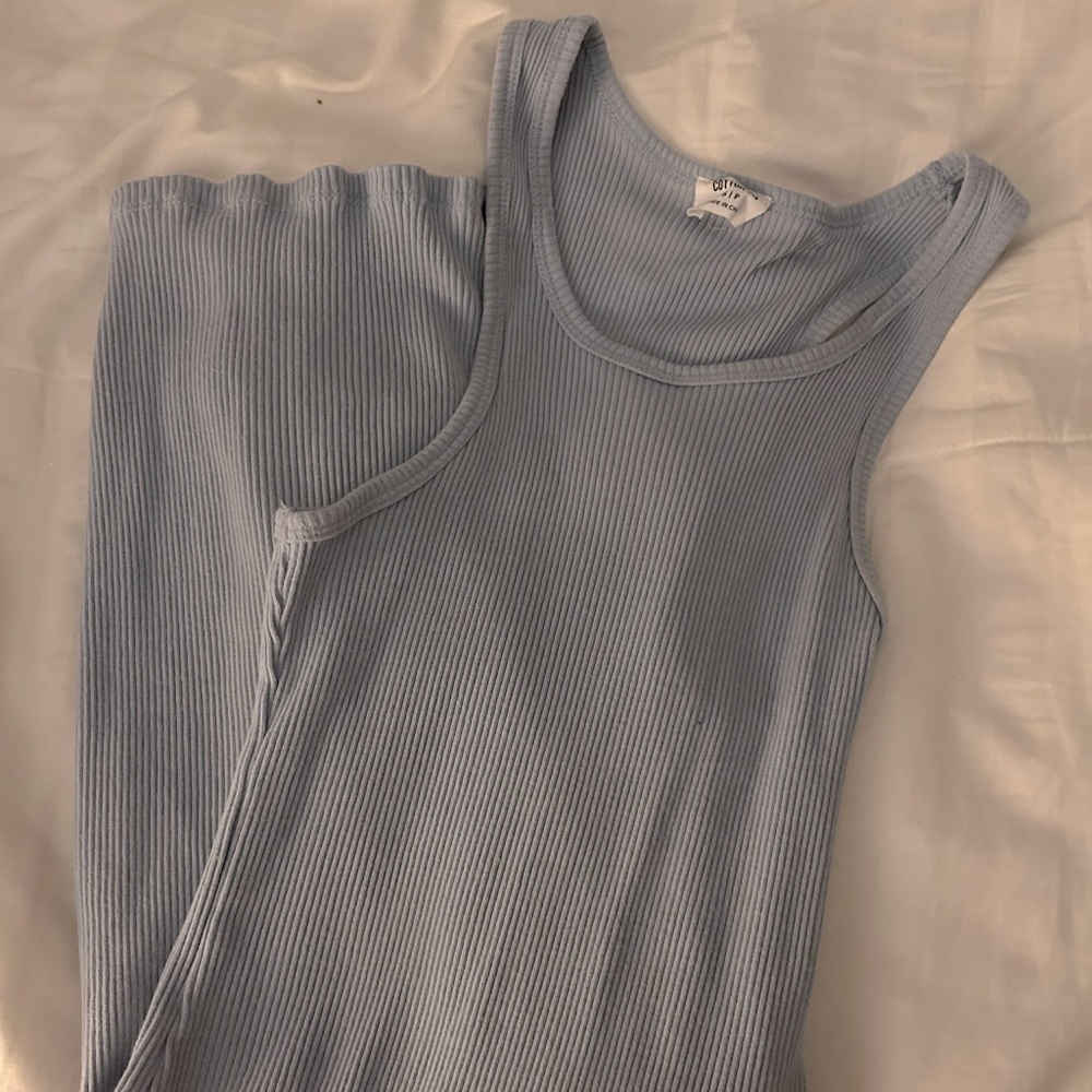 Cotton On Bodycon ribbed fitted dress sky blue S